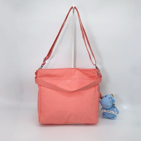 Kipling Tasmo Crossbody Shoulder Bag With Furry Monkey Pink Sherbert Lightweight - Picture 5 of 11